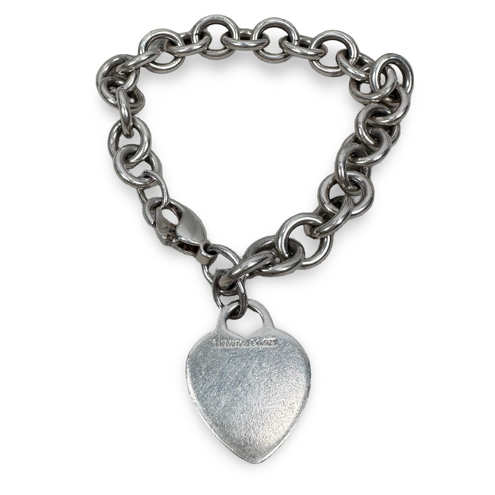 Tiffany & Co Sterling Silver Tiffany Heart Tag Link Charm Bracelet 925 READ